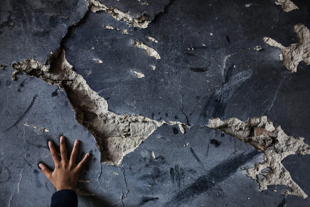 A Detail of a hand of a student in a school attacked on August 2012. Swabi, Khyber Pakhtunkhwa, Pakistan. February 2, 2013. Diego Ibarra Sanchez /MeMo
Destroyed schools, murdered teachers, threats, intolerance and hate are crippling the education system in Pakistan as schools are increasingly targeted by violence. The Taliban's violent campaign to stop girls from getting an education was put back in the spotlight when gunmen attacked Malala Yousafzai, a schoolgirl education activist. The attack was just one small piece of a long campaign against the country's education system.